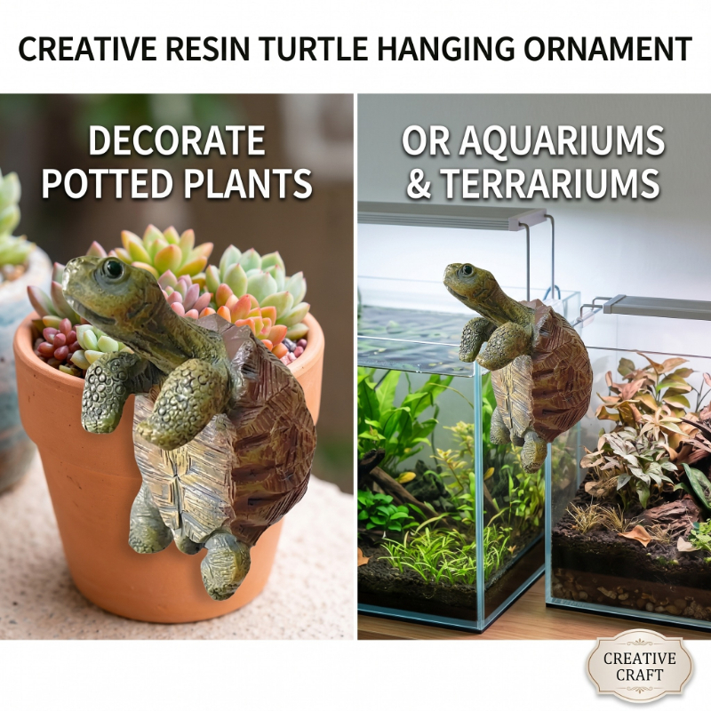 Aquarium Plant Ornament - Fishing Turtle Hanging Turtle Figurine for