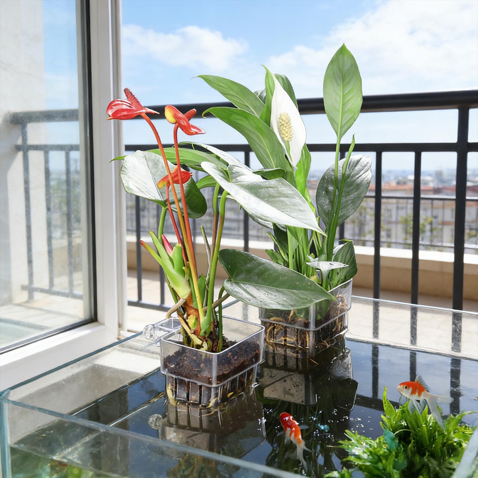 Transparent Hangable Pot Aquar - Aquarium Plant Design 评论和价格