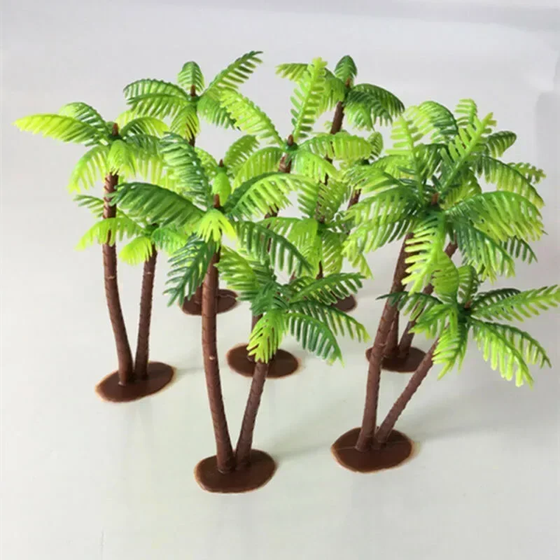 5Pcs Mini Plastic Coconut Palm - Aquarium Plant Ornament 评论和价格